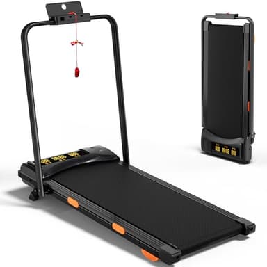 EVKRUN 4.0/7.8MPH Walking Pad Treadmill with Folding Slope, Larger Screen Display Under Desk Treadmill 300 lb Capacity, Portable Treadmills for Small Spaces, Home (with Handrail-7.8MPH) - Image 1