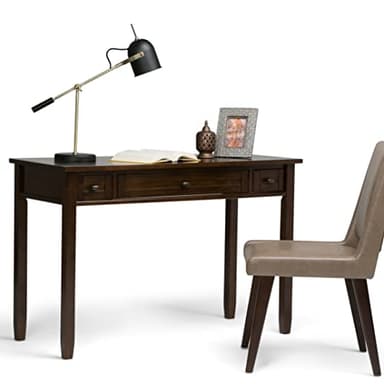 SIMPLIHOME Warm Shaker Desk - 48-Inch Wide Solid Wood Writing Desk in Tobacco Brown, Transitional Home Office Computer Table for Workspace or Study with Flip-Down Keyboard Tray and 2 Drawers - Image 11
