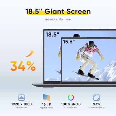 BWPED 18.5" Laptop | 24GB RAM + 1TB SSD | 3.4GHz Core m3 | 48Wh Battery | 3xUSB | HDMI | RJ45 | Dual-Band Wi-Fi | BT 5.0 | Space Grey - Image 2