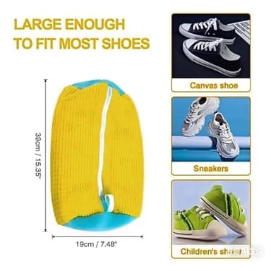 mcdhhemoShoe Washing Machine Bag, Sneaker Laundry Shoe Bag for Washer and Dryer, Durable Mesh Laundry Bags for Delicates Shoes Washing Bag with Side Zip, Reusable Shoe Bag for Gym Shoes(Yellow） (1) - Image 7