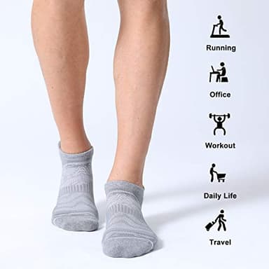 FITRELL 6 Pack Men's Running Socks Ankle Low Cut Cushioned No Show Compression Athletic Sports Gift for Men, Shoe Size 9-12, Light Gray+White - Image 7