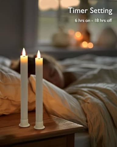 Homemory Real Waxy Flameless Taper Candles with Remote Timer, LED Candlesticks Flickering, Battery Operated Candles, 9.6 Inches for Home Christmas Wedding Celebration Decor, White, Pack of 6 - Image 4