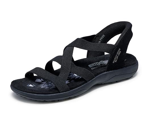 Skechers Women's Reggae Slim-Stretch Flex Hands Free Slip-ins Sandal, Black/Black, 8 - Image 1