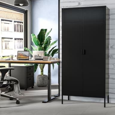 Washsemba Metal Storage Cabinets with Adjustable Shelves,Pantry Kitchen Storage Cabinets,Floor Storage Cabinet for Kitchen, Laundry Room, Home Office, Kids Room (Black, 61''H) - Image 5