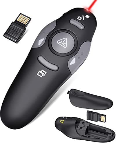 Wireless Presentation Clicker for PowerPoint Presentations, USB Dongle Presenter Remote with Laser Pointer Slide Clickers for Mac/Windows/Linux, Computer/Laptop, Google Slide/PPT/Keynote - Image 1