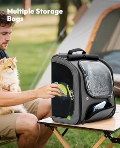 Pecute Cat Backpack Carrier, Large Space Cat Bubble Backpack, Breathable Cat Carrier, Shaded Dog Backpack Carrier, Ergonomic 3D Design for Travel, Hiking, Suitable for Shopping, and Vet, Gray - Image 8
