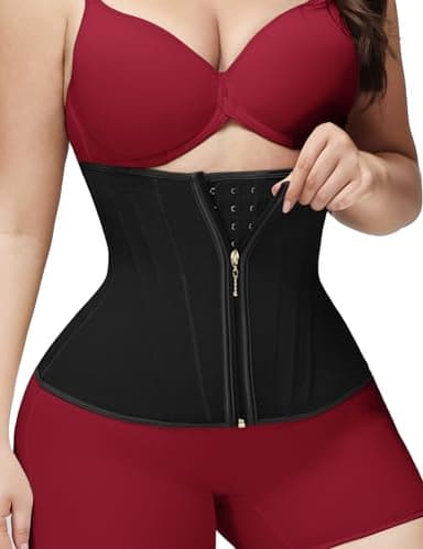 SHAPSHE Waist Trainer for Women Tummy Control Workout Waist Cincher Corset Shapewear Postpartum Body Shaper Faja with Zipper Hook Black - Image 1