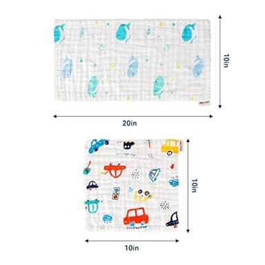 Maliton Muslin Baby Burp Cloths 6 Pack Large 20''x10'' 100% Cotton Burp Rags Absorbent and Soft 6 Layers Muslin Cloth Baby Essentials for Newborn(Animals and Cars, Pack of 6) - Image 3