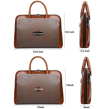 Blofinche Genuine Leather laptop Briefcase: Messenger shoulder bag 15 16 inch men macbook case women work satchel designer handbag Brown - Image 2