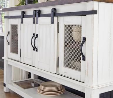 Signature Design by Ashley Valebeck Farmhouse Dining Room Server or Buffet Cabinet, White & Brown - Image 10
