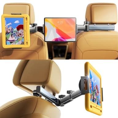 LISEN 3 in 1 for iPad Holder for Car Accessories for Women Road Trip Essentials for Travel Truck Backseat Car Organizer Car tv Headrest Tablet Holder iPad Car Mount for Kids Fire Tablet 4.7-11" - Image 1