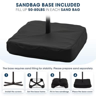 wikiwiki 10ft Patio Umbrella with Base Included, Outdoor Offset Cantilever Umbrella, Infinite Tilt, Crank and Cross Base, Dark Gray - Image 3