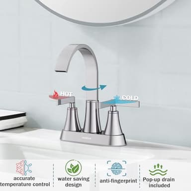 Centerset Bathroom Faucet, 2-Handle Bathroom Faucets, HURRAN 4 Inch Bar Sink Faucet, 1.2 GPM Flow Rate, Lead-Free, Chrome - Image 5