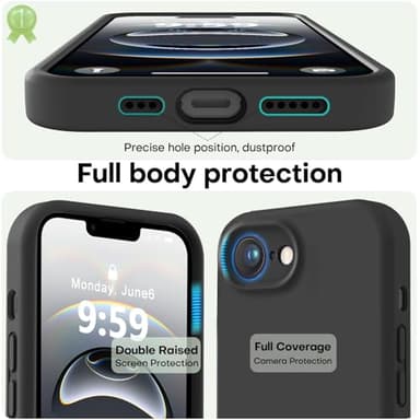 LOVE 3000 Designed for iPhone 16e Case, Premium Silicone with [Soft Anti-Scratch Microfiber Lining] Shockproof Protective Phone Case for Men Women Girls 6.1", Black - Image 3