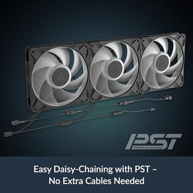 ARCTIC P14 Pro A-RGB - 3 Pack - Powerful Premium Fan, 140 mm PWM Fan with Y-Cable Splitte, 400-2500 RPM, 0 RPM <5% PWM, 5V Digital RGB, Fluid Dynamic Bearing, 4-Pin - Black - Image 5