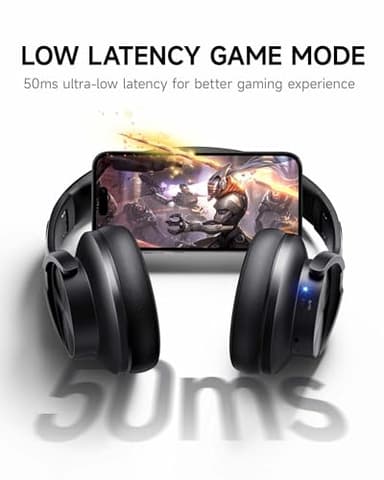 Picun B8 Bluetooth Headphones, 120H Playtime Headphone Wireless Bluetooth with 3 EQ Modes, Low Latency, Hands-Free Calls, Over Ear Headphones for Travel Home Office Cellphone PC Black - Image 8