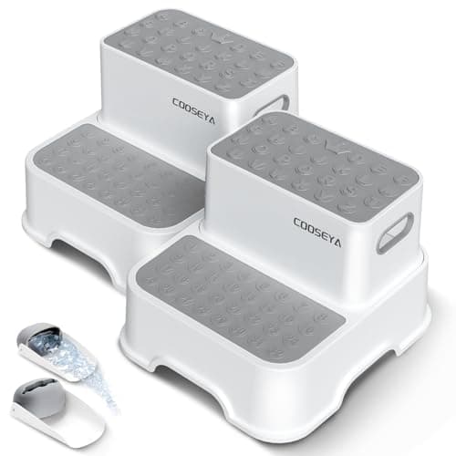 COOSEYA 2 Step Stools for Kids,Toddler Step Stool for Bathroom Sink,No-Slip Double up Stepping for Toddlers Bathroom, Multifunctional Toilet Potty Stool for Kids,Toilet Potty Training(2 Packs) - Image 1