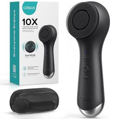 COSLUS Face Scrubber Facial Cleansing Brush: 2 in 1 Spin and Vibration Patented Tech, Silicone Electric Exfoliator Scrubber with Automatic Foaming, Waterproof Face Cleanser Brush for Men and Women - Image 1
