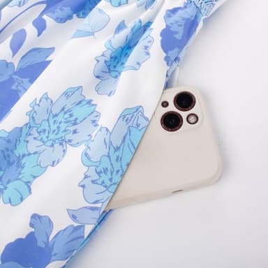 GRACE KARIN Women's 2025 Summer Boho Floral Printed Spaghetti Strap Tie Front V Neck Ruffle A Line Swing Beach Dresses - Image 4