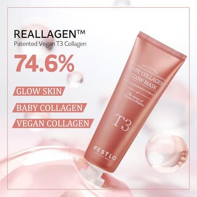 PESTLO Baby Collagen Glow Mask - Korean Peel Off Facial Mask Infused with Reallagen/T3 Vegan Collagen, Aginon, Volufiline for Hydrating, Firming, Glow, Glass Skin | Optional Overnight Use, 2.36 fl.oz - Image 2