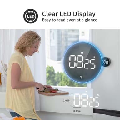 VOCOO Digital Kitchen Timer - Magnetic Countdown Countup Timer with Large LED Display Volume Adjustable, Easy for Cooking and for Seniors and Kids to Use (Space Grey) - Image 7