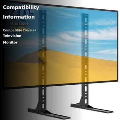 Rfiver Universal TV Stand for 20-75 inch Flat Curved TVs, Height Adjustable Table Top TV Stand, TV Feet with Cable Management,Steel Replacement TV Legs Holds up to 110 lbs, Max VESA 800x600mm, Black - Image 3