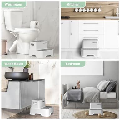 COOSEYA 2 Step Stools for Kids,Toddler Step Stool for Bathroom Sink,No-Slip Double up Stepping for Toddlers Bathroom, Multifunctional Toilet Potty Stool for Kids,Toilet Potty Training(2 Packs) - Image 7