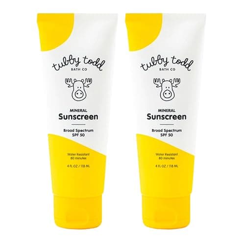 TUBBY TODD Mineral Sunscreen SPF 50 - Broad Spectrum Sunscreen Lotion for Kids - Water-Resistant for 80 Minutes - Safe for Sensitive Skin - Non-Greasy Feel - 2 Pack, 4 Fl Oz - Image 1