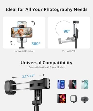 Selfie Stick Travel Tripod for iPhone Wireless Remote for Selfies, Extendable Selfie Stick for iPhone, iPhoneTripod for Video Recording, 60 inch, Black - Image 4
