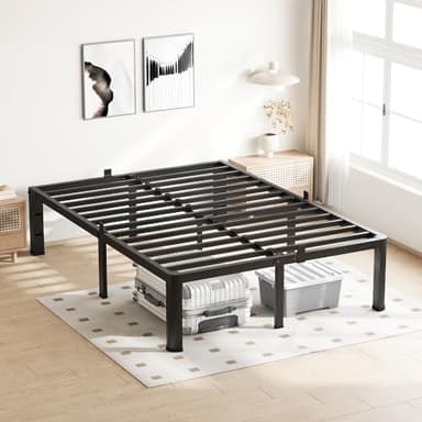 VIPSHOW 18 Inch King Size Bed Frame, 3500Lbs Heavy Duty Metal Platform with Round Corner Legs Mattress Slide Stopper, Steel Slat Support No Box Spring Needed, Noise Free, Non-Slip, Easy Assembly - Image 2