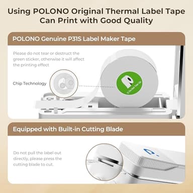 POLONO Label Maker Machine with Tape, P31S Bluetooth Label Printer, Mini Label Maker with Multiple Templates for School Office Home Organization, Wireless Portable Thermal Printer for Storage, White - Image 6