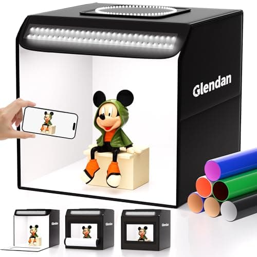 Glendan Light Box Photography, 12"x12" Portable Photo Box Shooting Tent Kit with 2 Light Panels (176 LED Lights) & 6 Kinds Double-Sided Backgrounds for Jewelry and Small Items Product Photography - Image 1