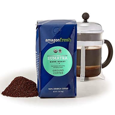 Amazon Fresh Organic Fair Trade Sumatra Ground Coffee, Dark Roast, 12 Ounce (Pack of 3) - Image 2