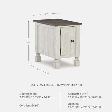 Signature Design by Ashley Havalance French Country Chair Side End Table, White & Gray - Image 3