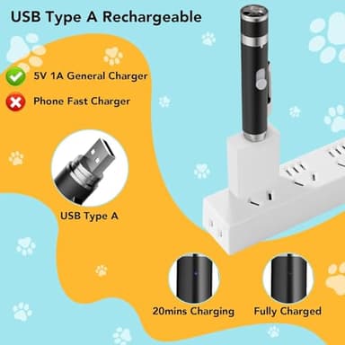 Waputne Cat Toy Pointer, USB Rechargeable with 7 Adjustable Patterns, Interactive Chase Toys for Indoor Cats & Dogs, Training & Exercise Fun (Black) - Image 5