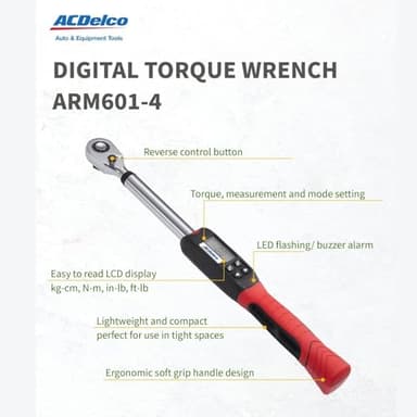 ACDelco ARM601-34 3/8” & ½” Heavy Duty Digital Torque Wrench Combo Kit with Buzzer and LED Flash Notification – ISO 6789 Standards with Certificate of Calibration - Image 3
