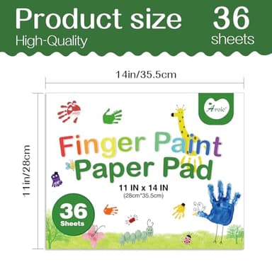 AROIC 36 Sheets Finger Paint Paper 11 x 14 inches, Paint Pad for Kid, Fingerpaint Paper For Toddlers And Kids, Toddlers Art Supplies, Art Painting Pad Set for Finger Painting, Drawing - Image 2