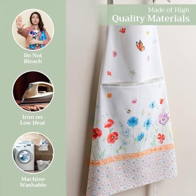 Maison d' Hermine Apron for women with Pocket 100% Cotton 27.50"x31.50" 1 Piece Adjustable Neck Strap & long ties Apron Men, Chef, Wedding, Cooking, Gardening, Server Spring/Summer (Summer Whisper) - Image 3
