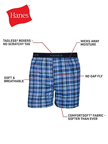 Hanes Men's Tagless Boxer With Exposed Waistband Multi-Packs, 6 Pack - Assorted, Large - Image 2