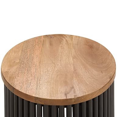 SIMPLIHOME Demy 18-inch Wide Metal and Solid Mango Accent Table in Natural/Black, Round Side Table with Mango Wood Top for Living Room or Bedroom, Industrial Style, Assembled - Image 10