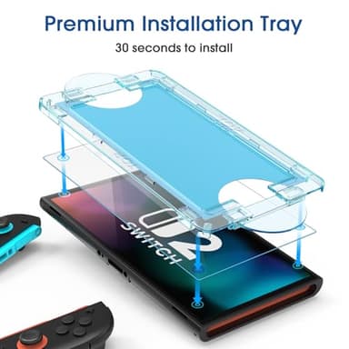amFilm Auto-Alignment OneTouch for Nintendo Switch 2 Screen Protector [7.9''] 2025 Tempered Glass, Accessories, 30 seconds Installation, Bubble Free, Anti-Scratch, Touch Sensitive, Ultra-Clear [2Pack] - Image 3