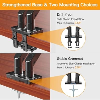 ErGear Dual Monitor Desk Mount up to 40 inches Screens, Max 26.4lbs Capacity Each, Heavy Duty Ultrawide Monitor Arm with USB Ports, Height Adjustable Monitor Stand, VESA 75x75mm or 100x100mm, Black - Image 7