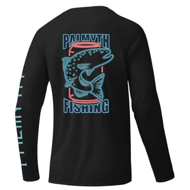 Palmyth Fishing Shirts for Men Long Sleeve UPF 50+ T Shirt Sun Protection Tee Black Ice Trout 2XL - Image 1