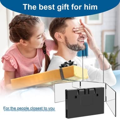 LMZNXCZ with LED Lights 3 Way Mirror for Self Hair Cutting,360 Haircuts Mirror Men for Barber Use Tools,to See Back of Head,Tri Fold with Portable Height Adjustable Telescoping Hooks - Image 7