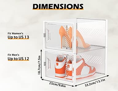 Shoe Storage, 12 Pack X-Large Shoe Organizer for Closet, Shoe Boxes Clear Plastic Stackable Shoe Storage Boxes for Size 13 - Image 3