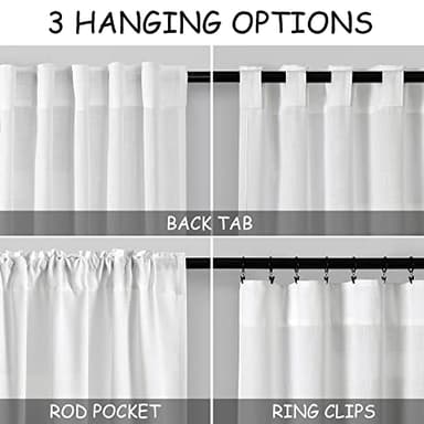 Nanspring White Linen Curtains 84 inches Long for Bedroom Back Tab Light Filtering Privacy Sheer Modern Farmhouse Coastal Decor Off Cotton Textured Gauze Curtain Living Room 2 Panel Set - Image 4