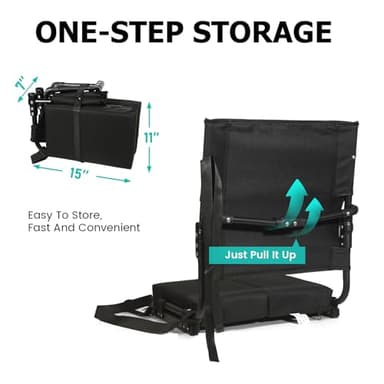Stadium Seats for Bleachers with Back Support Wide, Portable Bleacher Chairs with Highest Back and Thick Cushion, Folding Padded Stadium Chair for Adults at Sports Events and Concerts. (Black) - Image 7