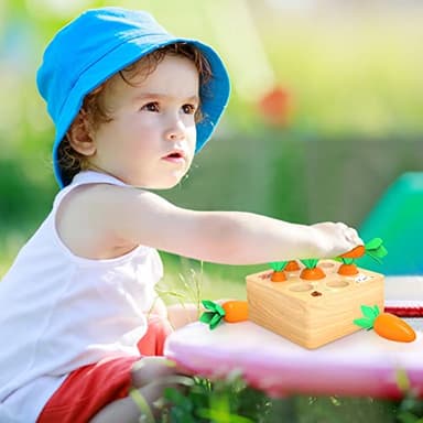 Montessoritoys for 1 Year Old, Wooden Toys Developmental Shape Sorting & Matching Puzzle Carrots Harvest Game, Birthday Gifts for Toddlers Babies Boys and Girls 6-12 Months Christmas - Image 6