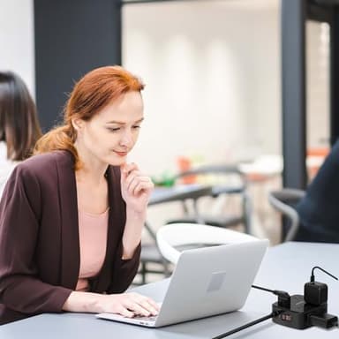 6 Ft Surge Protector Power Strip - 8 Widely Outlets with 4 USB Ports, 3 Side Outlet Extender with 6 Feet Extension Cord, Flat Plug, Wall Mount, Desk USB Charging Station, ETL,Black - Image 5