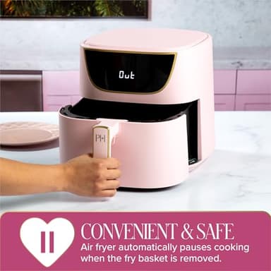 Paris Hilton Air Fryer, Large 6-Quart Capacity, Nonstick Made without PFAS, Touchscreen Display, 8-in-1 (Air Fry, Roast, Broil, Bake, Reheat, Keep Warm, Pizza, Dehydrate), Dishwasher Safe, Pink - Image 7